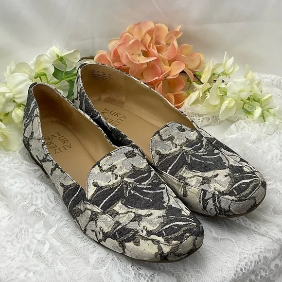 Naturalizer Kate Women’s Loafers Black and Cream Floral Pattern Flats Sz9 #0206 - Picture 2 of 11